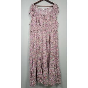 Old Navy Womens XXL Floral Smocked Maxi Dress Cottagecore Pink
